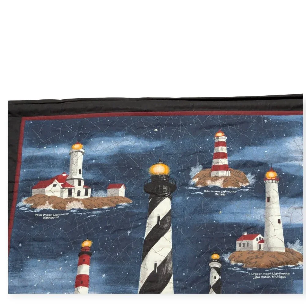 Handmade Lighthouses of the USA Quilted Wall Hanging Tapestry 28.5
